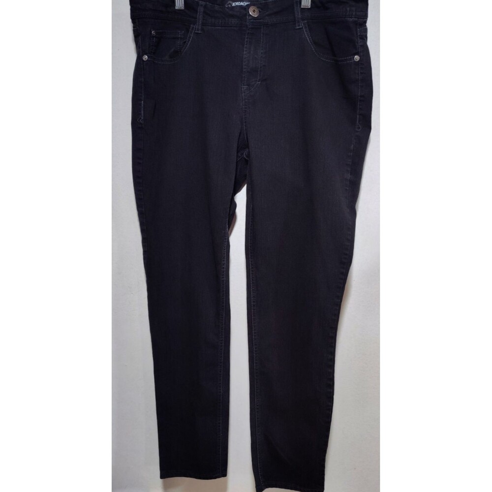 Jordache Women Black Jean Size 16 Denim Skinny Straight Leg Midrise Pockets